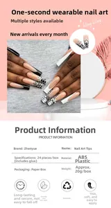 Detail view of long ballet press-on nails with black cross accents and zebra patterns