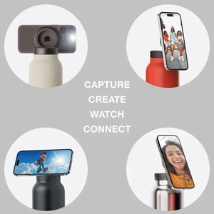 Insulated stainless steel water bottle with MagSafe magnetic phone mount lid in four colors