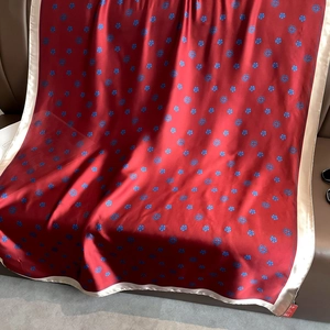 Elegant burgundy camellia print satin silk scarf and large shawl for women