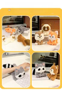 Cute forest animal plush wrist rest featuring raccoon and fox designs for office use