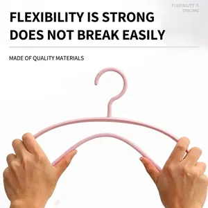 Pink plastic clothes hanger with strong flexibility and anti-breakage design