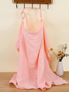 Adjustable pink cotton gauze nursing cover for breastfeeding with neck strap