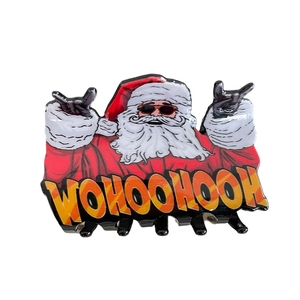 Cool Santa Claus hair claw clip in red acrylic with sunglasses and festive lettering