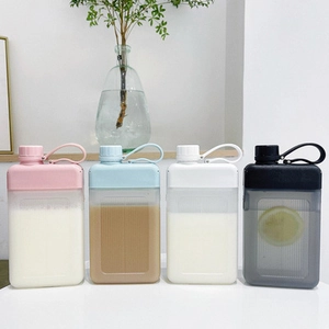 Minimalist square plastic water bottles in pink blue white and black with handles