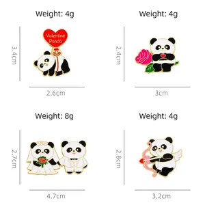 Cartoon Panda Emaille Pin Set für Hochzeit und Valentinstag mit romantischen Motiven