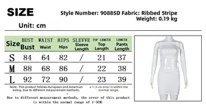 Size chart for the summer two-piece crop top and mini skirt set with detailed measurements