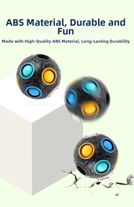 Detail of durable ABS plastic magic rainbow ball showing rotating action and colorful holes