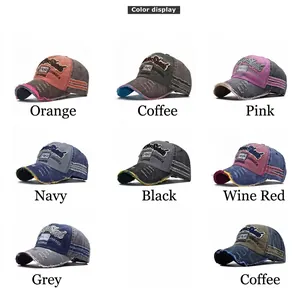 Cappello baseball 1969 retrò in cotone lavato con bordi consumati in vari colori