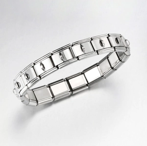 Polished stainless steel Italian modular bracelet with expandable link base for DIY charms