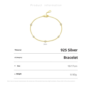 Detail specifications of 925 silver gold bracelet with 3mm round zircon gemstones