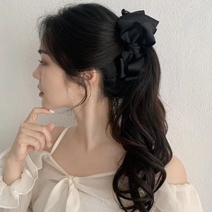 Große Schleife Bananenspange Haarklammer Ripsband Pferdeschwanz Halter Für Damen Eleganter Einfarbiger Handgefertigter Haarschmuck