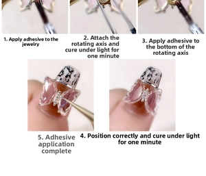 Tutorial macro que muestra la instalación paso a paso de accesorios rotativos para uñas