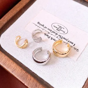 Elegantes vergoldetes und versilbertes Ohrmanschetten-Set mit Zirkonia, ohne Piercing