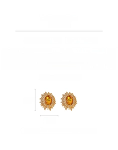 Detail showing vintage sunflower earrings dimensions 3.5cm width with sparkling rhinestones