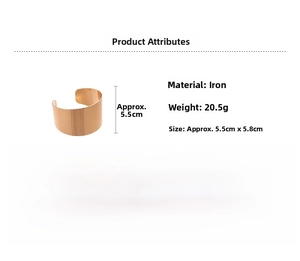 Detailed specifications of rose gold irregular hammer texture wide open cuff bracelet