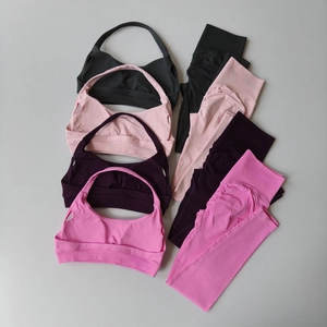 Set Fitness Yoga da Donna Senza Cuciture Con Reggiseno Sportivo All'americana e Leggings a Vita Alta Top And Bottom