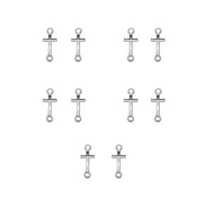 Set of 10 silver metal cross connector charms for DIY bracelets and earring making