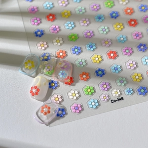 3D candy colored flower nail stickers with textured resin relief effects for DIY manicures