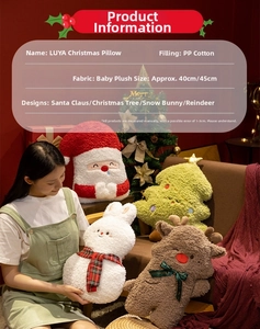 Detail showing soft plush baby velvet fabric and PP cotton filling of Xmas pillow
