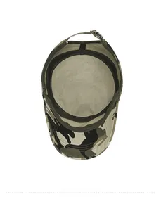 Detail view of the camouflage army cap interior showing the sweatband and adjustable strap