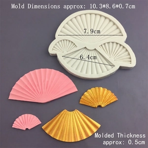 Chinese folding fan silicone mold for cake decoration and resin art craft 10.3x8.6cm