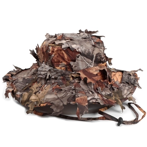 3D leafy camo boonie hat for outdoor hunting with wide brim and adjustable chin strap