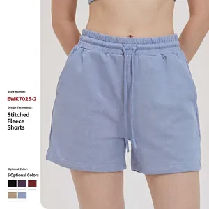 Women's Sports Shorts Elastic Drawstring High Waist Gym Running Shorts Casual Straight Cotton Blend Sweatshorts Pockets
