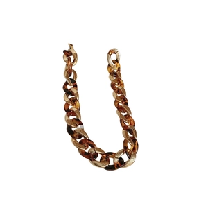Fashionable leopard print resin and gold cuban link chain necklace for women