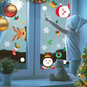 Christmas window decals with Santa Snowman Reindeer and Snowflakes for holiday home decor