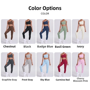 Collection of one-shoulder yoga bras and leggings in 10 trendy colors for sports