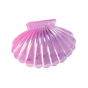 Elegant purple shell hair claw clip with colorful iridescent gradient finish on white background
