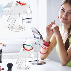 Transparent acrylic hand-shaped jewelry display stand for bracelets and rings