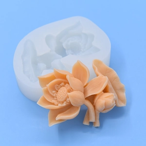 Moule en silicone lotus pour pâtisserie DIY, artisanat en plâtre et bougies parfumées