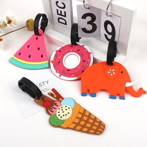 Cute silicone cartoon luggage tags with watermelon and donut designs for travel bags