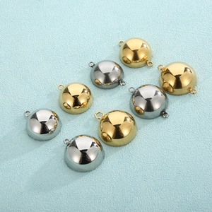 Stainless Steel Half Round Hollow Pendant Connectors DIY Jewelry Making Findings Flat Bottom Gold Silver Tone