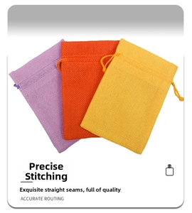 Detailed view of durable linen drawstring bags with precise stitching and fabric texture