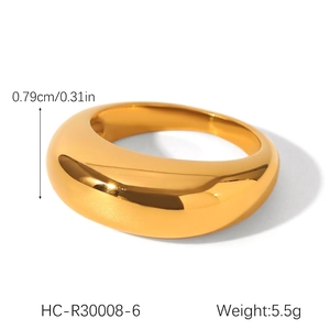 Polished 18K gold stainless steel ring 0.79cm wide detail and product weight 5.5g