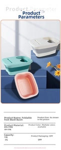 Detailed specs of 15L collapsible foot bath made from thick PP and TPR durable material