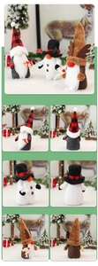 Detailed views of Nordic Christmas gnomes with reindeer antlers and festive plaid hats