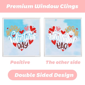 Doppelseitige Happy Valentine's Day Herz-Fensteraufkleber für die Schaufensterdeko