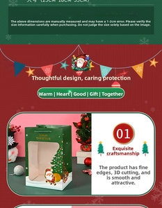 Detailed view of large green Christmas gift bag with clear window and festive gold foil