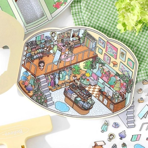 2.5D creative room scene sticker set for DIY scrapbooking with interior illustration