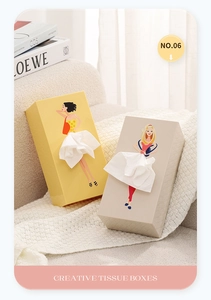 Cajas de pañuelos creativas con ilustración de mujer y falda 3D para decoración