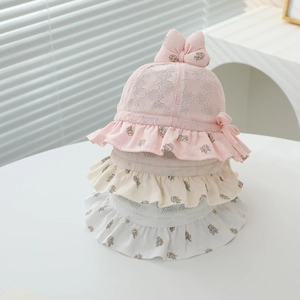 Détails des chapeaux de soleil pour bébé avec dentelle délicate et nœuds à fleurs