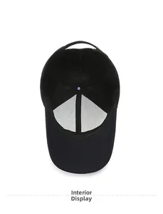 Vue détaillée de l'intérieur de la casquette noire montrant le bandeau et la structure