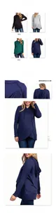 Detail view of maternity nursing hoodies in black, grey, green, and blue colors