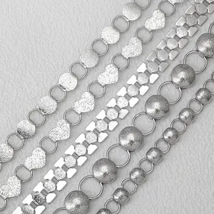 DIY Jewelry Making Chain Stainless Steel Frosted Matte Heart Bead Geometric Link For Necklace Bracelet Bag Craft
