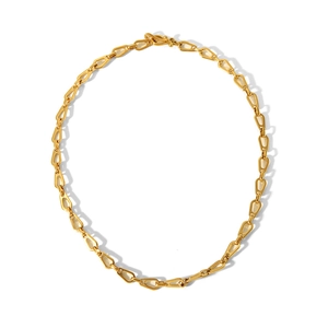 Chunky double-layered geometric gold chain link necklace set for women in stainless steel