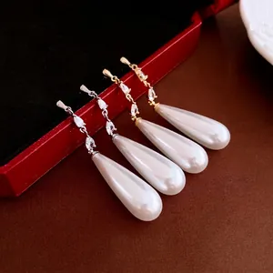 Eleganti Orecchini Pendenti Con Künstliche Perle Imitazione A Goccia D'Acqua Con Zirconia E Perno In Argento Stile Retro Francese Da Donna