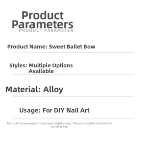 Detail showing 3D ballet slipper bow and pearl nail charms made of alloy for DIY art